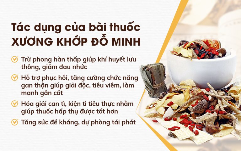 TÁC DỤNG CỦA BÀI THUỐC XƯƠNG KHỚP ĐỖ MINH